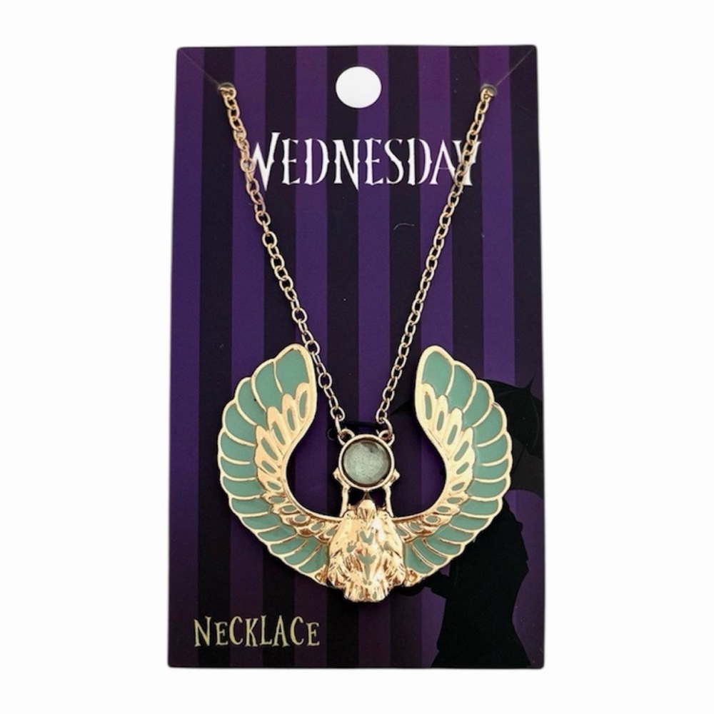 NEW Netflix Addams Family Wednesday Bianca Winged Scarab Pendant Necklace